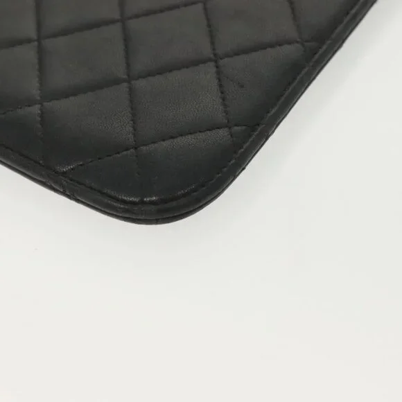 CHANEL Matelasse iPad Case Lamb Skin Black Silver CC Auth 141696 - Picture 3 of 16